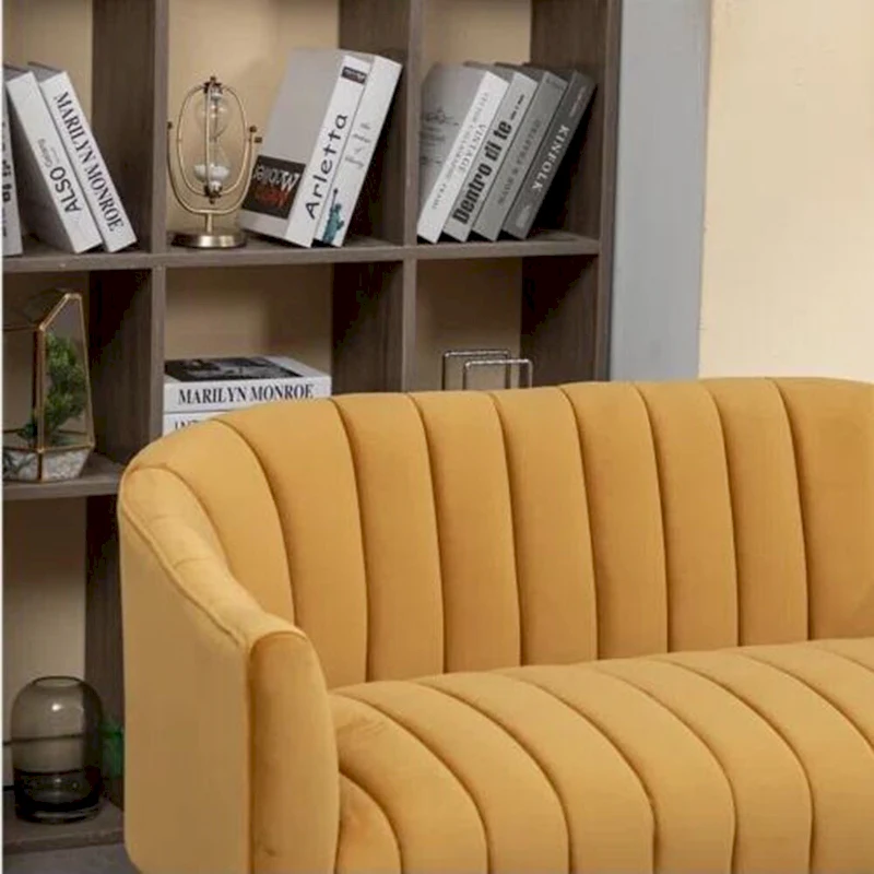 SEYNAR Modern Glam Comfy 50 Metal Legs Curved Sofa 2 Seaters Loveseat with Tufted Back