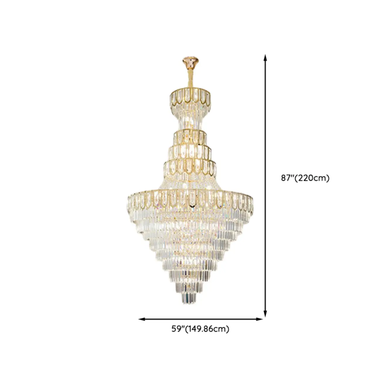 Luxury Adjustable Gold Tiered Crystal High Ceiling Chandelier