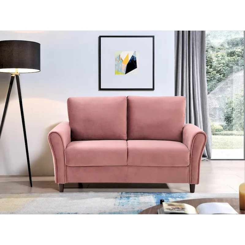 Corel Plush Velvet Loveseat w/ sloped arms