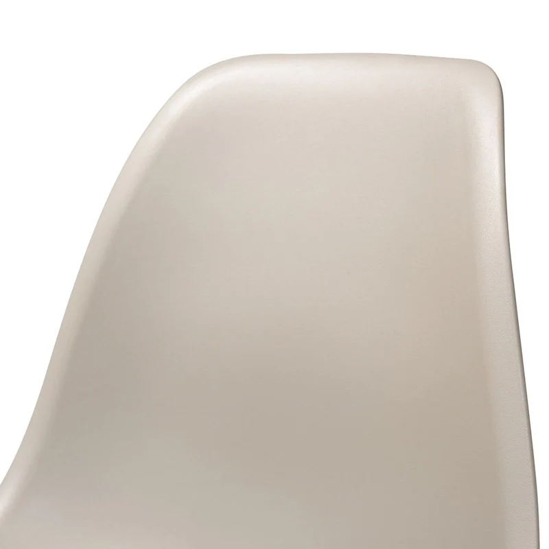Beige Plastic and Wood Dining Chairs - Set of 4