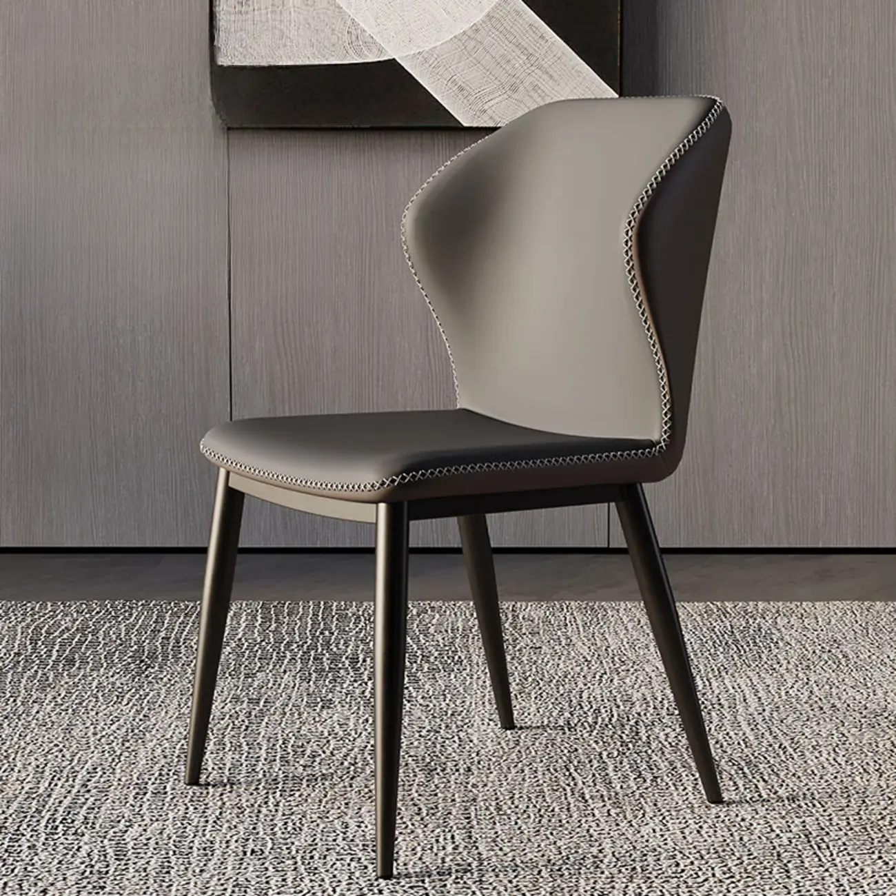 Scandinavian Faux Leather Wingback Dining Chairs