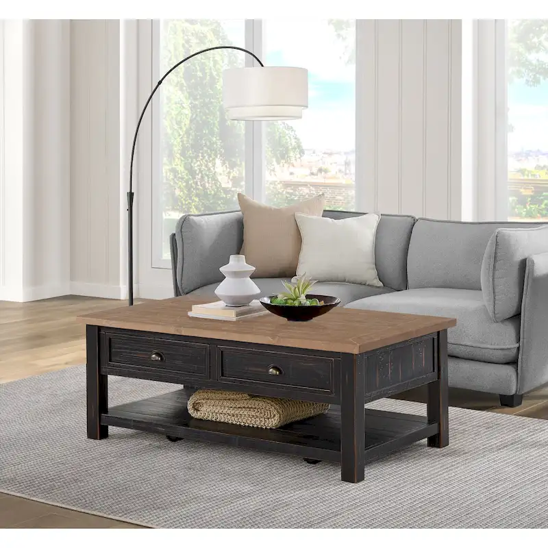 The Gray Barn Downington Solid Wood 2-Drawer Coffee Table