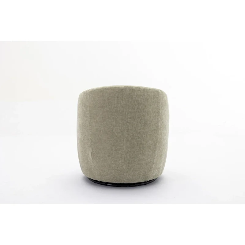 Chenille Fabric Swivel Accent Armchair Barrel Chair With Black Powder Coating Metal Ring