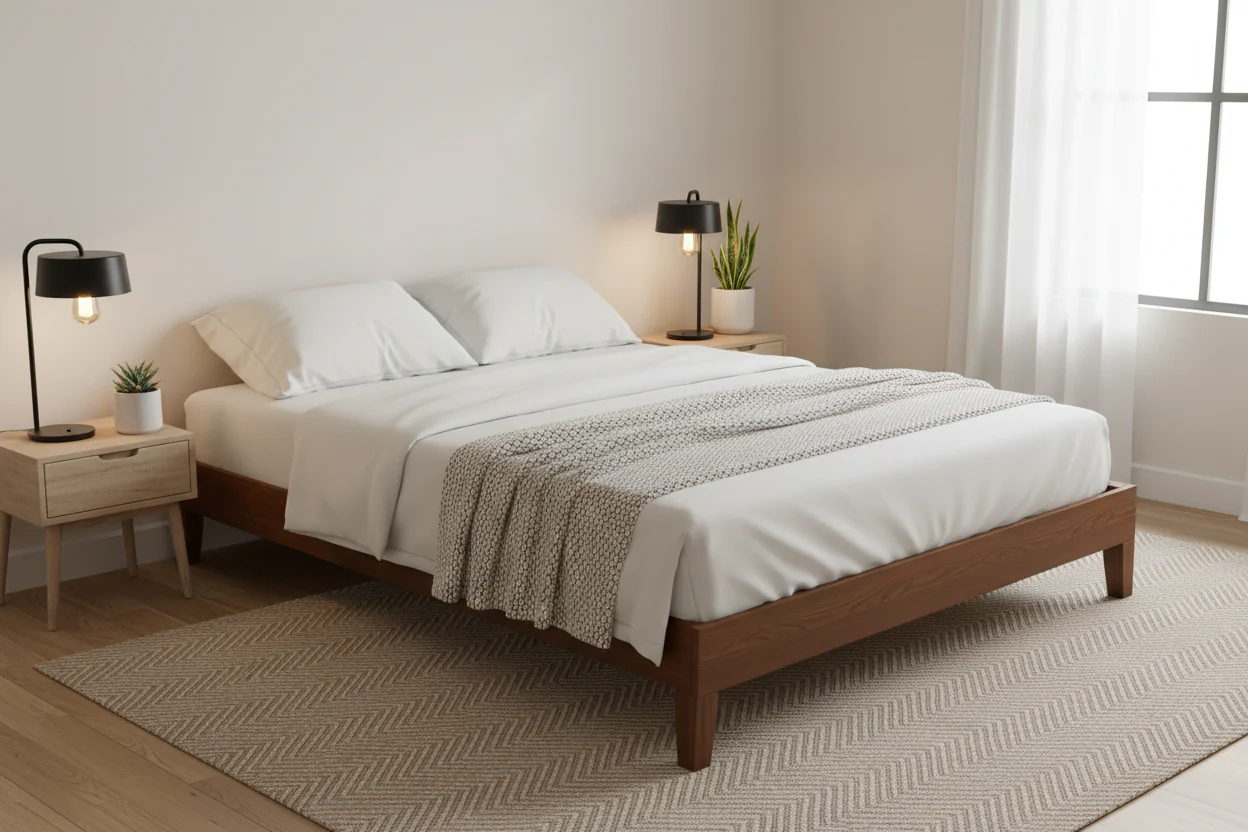 Deluxe Antique Espresso Solid Wood Platform Bed