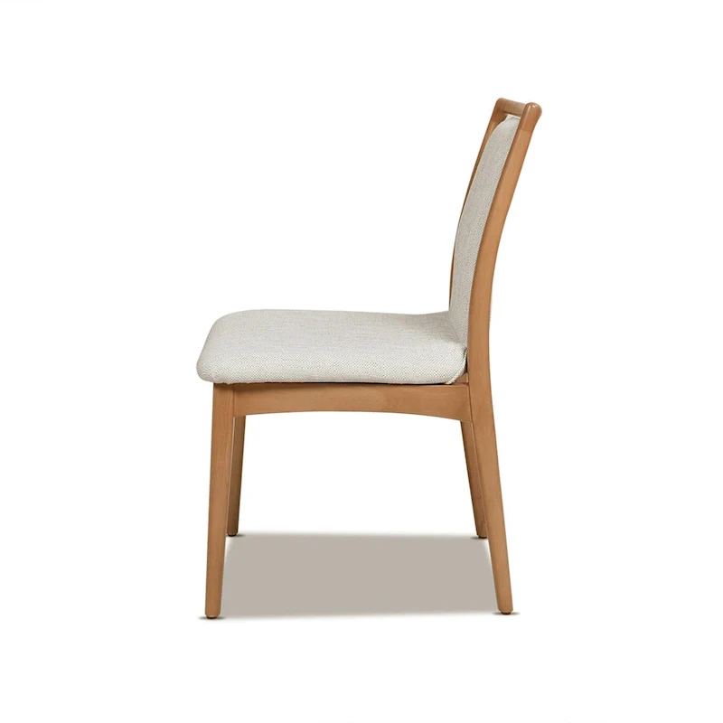 Scandi Upholstered Natural Light Brown Wood Dining Chair (Set of 2)