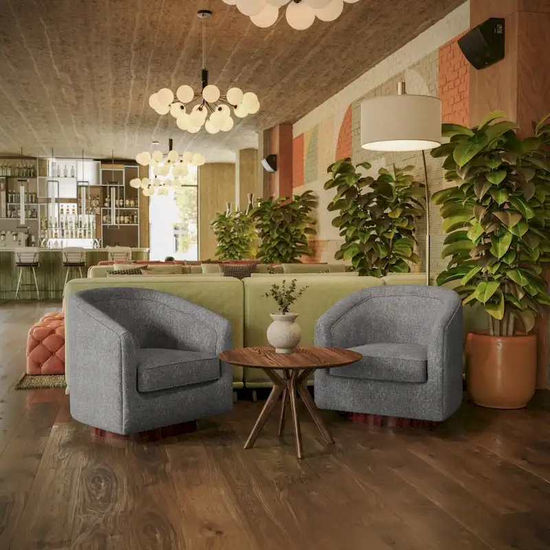 Traditional Club Style Upholstered Accent Chair with 360 Swivel Metal Base