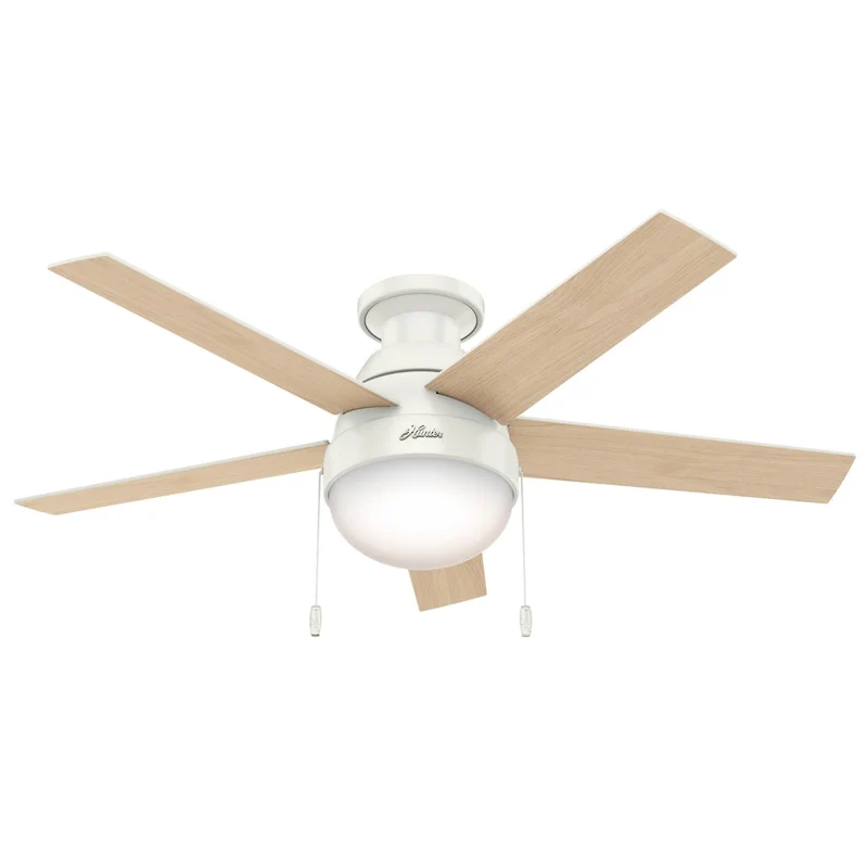 Hunter 46  Anslee Low Profile Ceiling Fan with LED Light Kit and Pull Chain - Silver