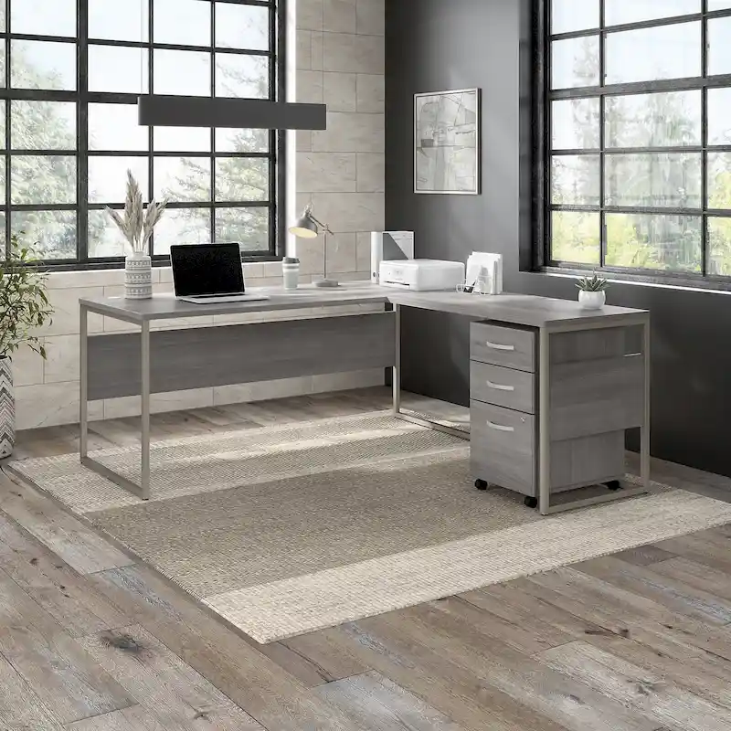 72-Inch L-Shaped Office Desk with Drawers, Corner Computer Workstation for Home Office