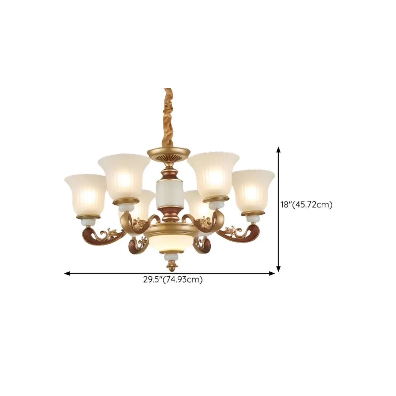 Adjustable Dining Room Gold Glass Bell Shape Up Light Chandelier