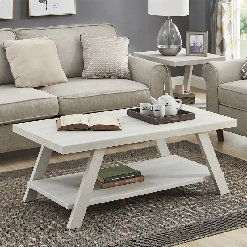 Contemporary Wood Coffee Table with Shelf