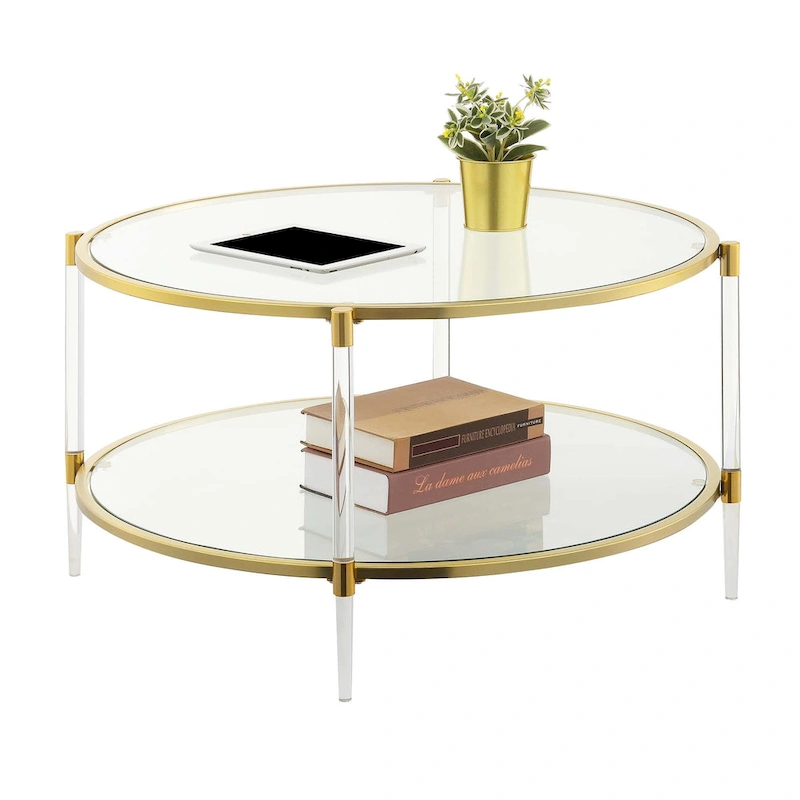 Convenience Concepts Royal Crest 2 Tier Acrylic Glass Coffee Table