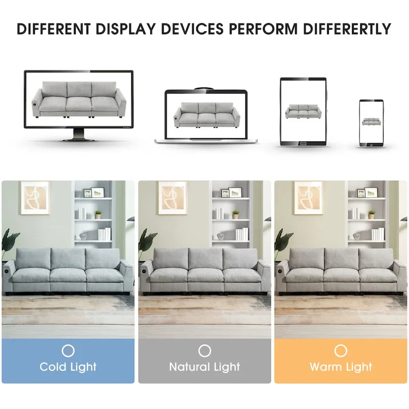 96 Chenille Smart Sectional Sofa with Bluetooth Speaker, Drop-Down Table & USB Charger and 3-Seater Cloud Couch