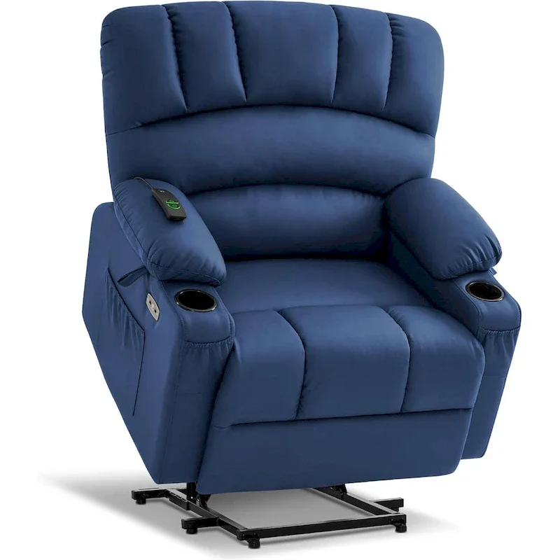MCombo Power Lift Recliner Chair Sofa with Massage and Heat, Faux Leather R7096 (Medium-Wide)