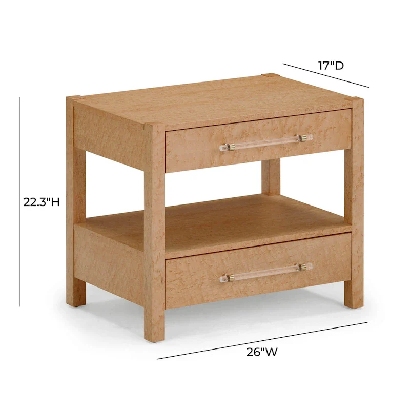 Wooden Two-Drawer Nightstand