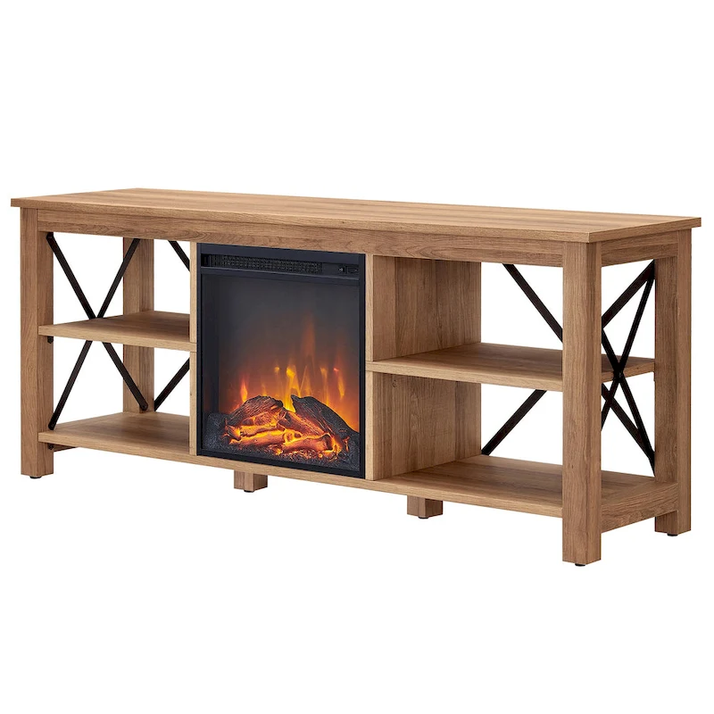 Sawyer TV Stand with Log Fireplace Insert