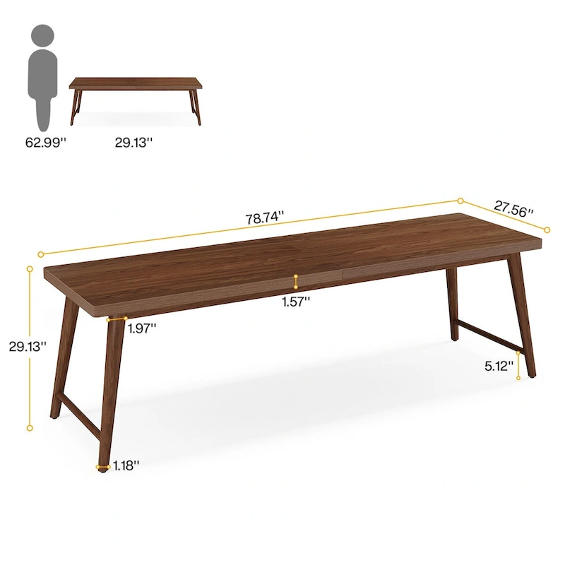 78.7 Extra Long 2-Person Wood Desk with Metal Legs