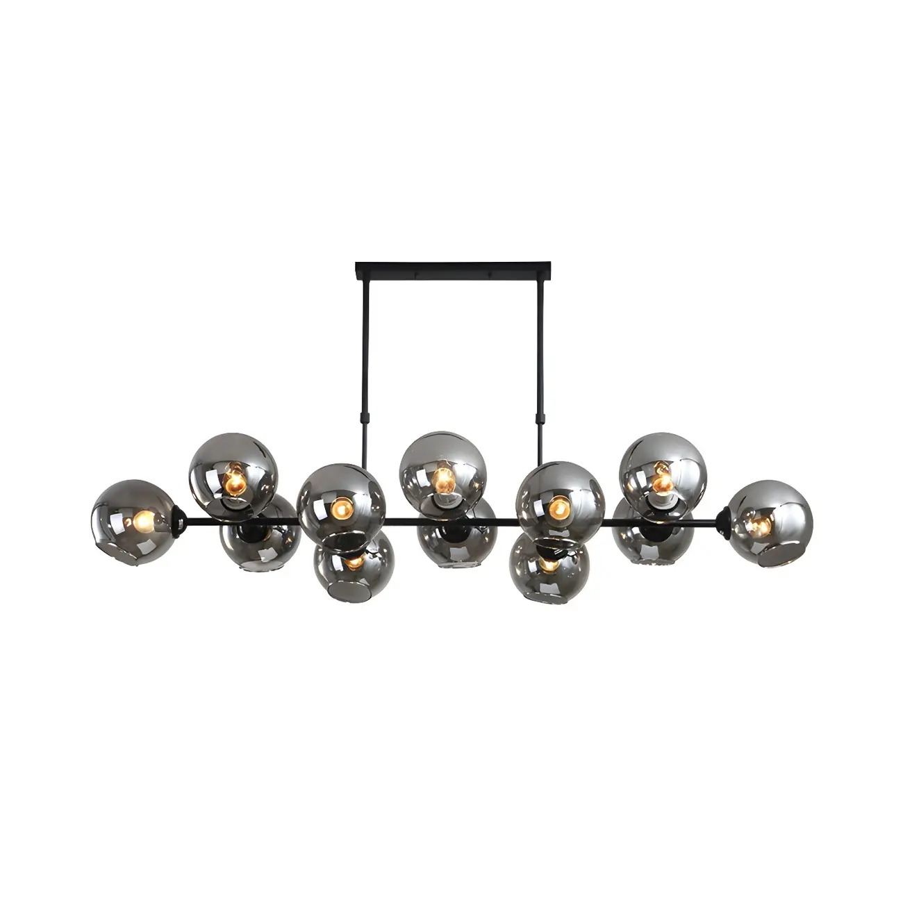 Colonial Black Glass Globe Island Pendant Light