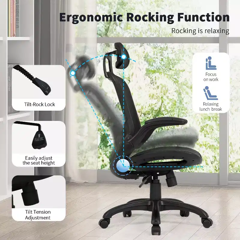 FDW Office Chair High Back Swivel Mesh Desk Chair with Adjustable Height