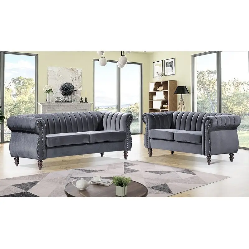 Capucina 2-piece Velvet Living Room Sofa Set