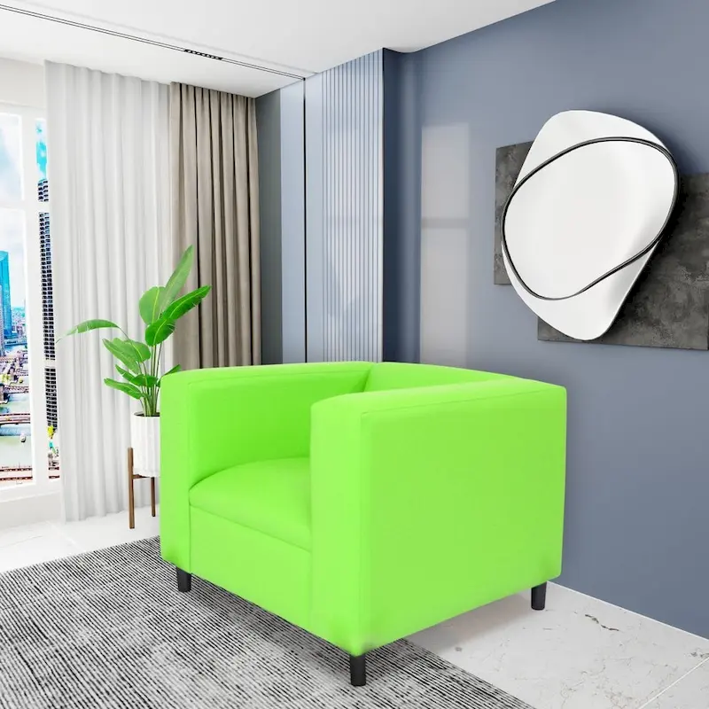 Coast to Coast Sofas Mid Century Modern Sofa Chair Faux Leather Solid Wood Frame Upholstered