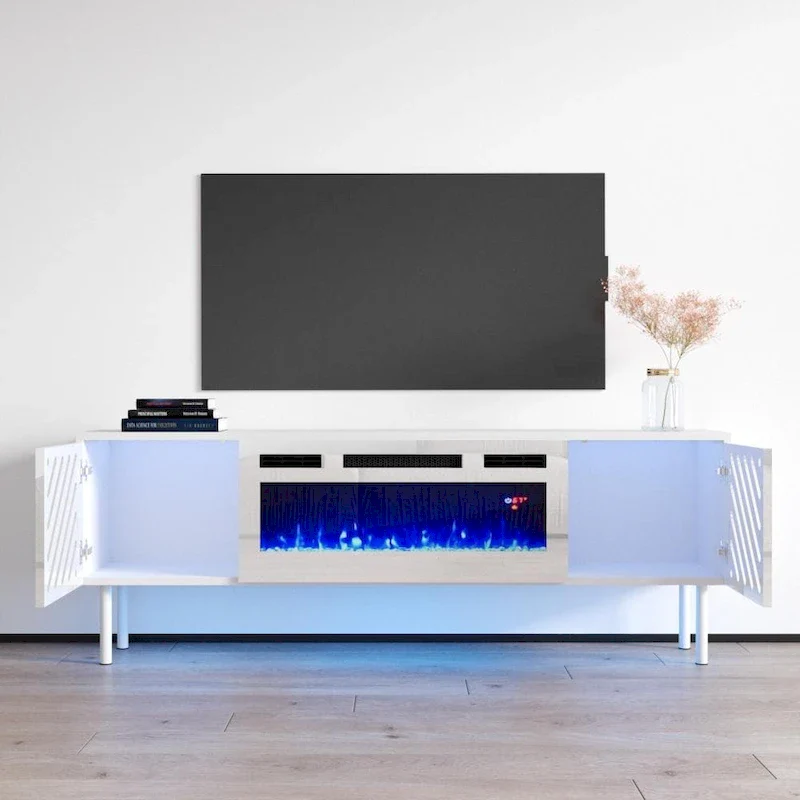 63-Inch TV Stand with Electric Fireplace