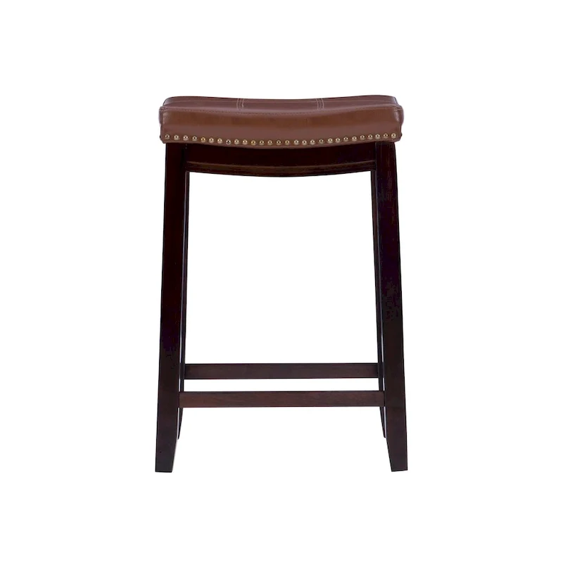 Linon Willamette Cognac Faux Leather Counter Stool