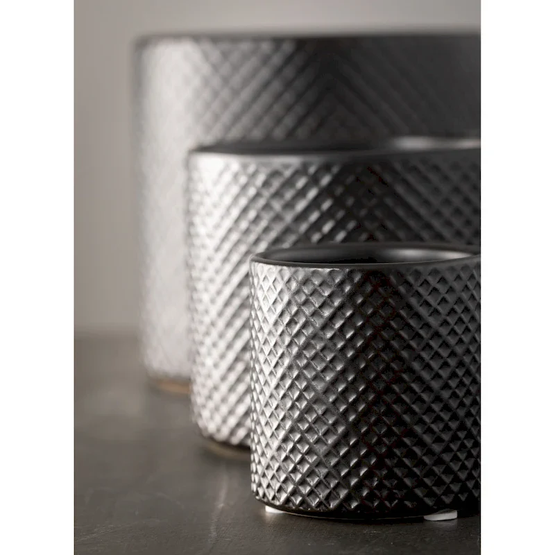 Sullivans Set of 3 Ceramic Pot Vase 5.75 H, 5 H & 3 H Black