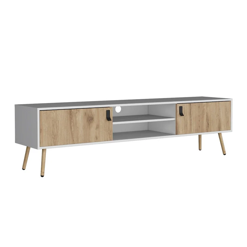 Huna TV stand Dual-Tone With Two Cabinets and Shelves