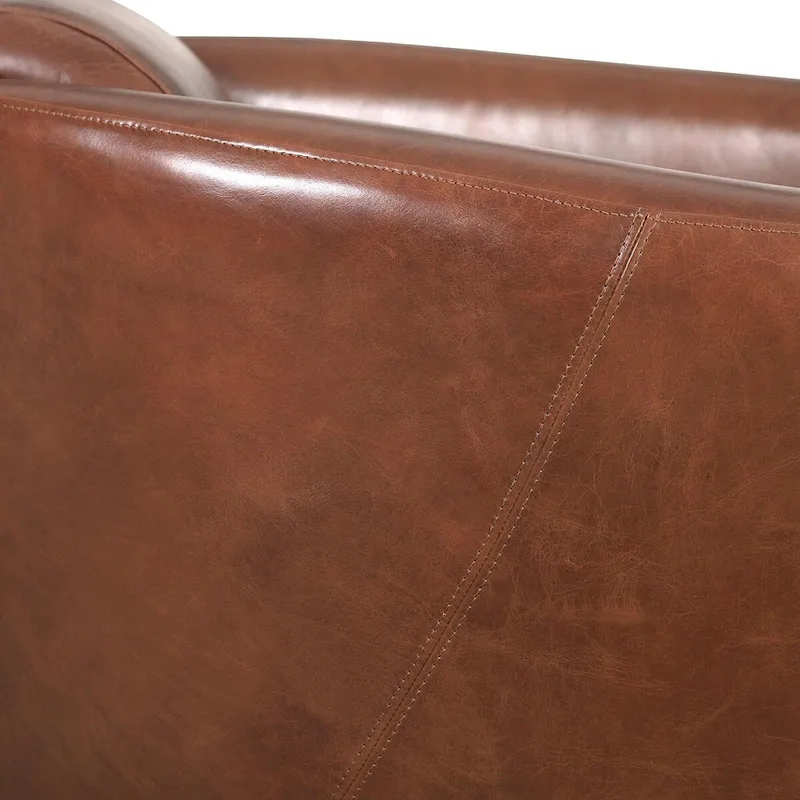 Pasargad Home Madison Top Grain Leather Armchair, Brown - W27.5xD30xH27