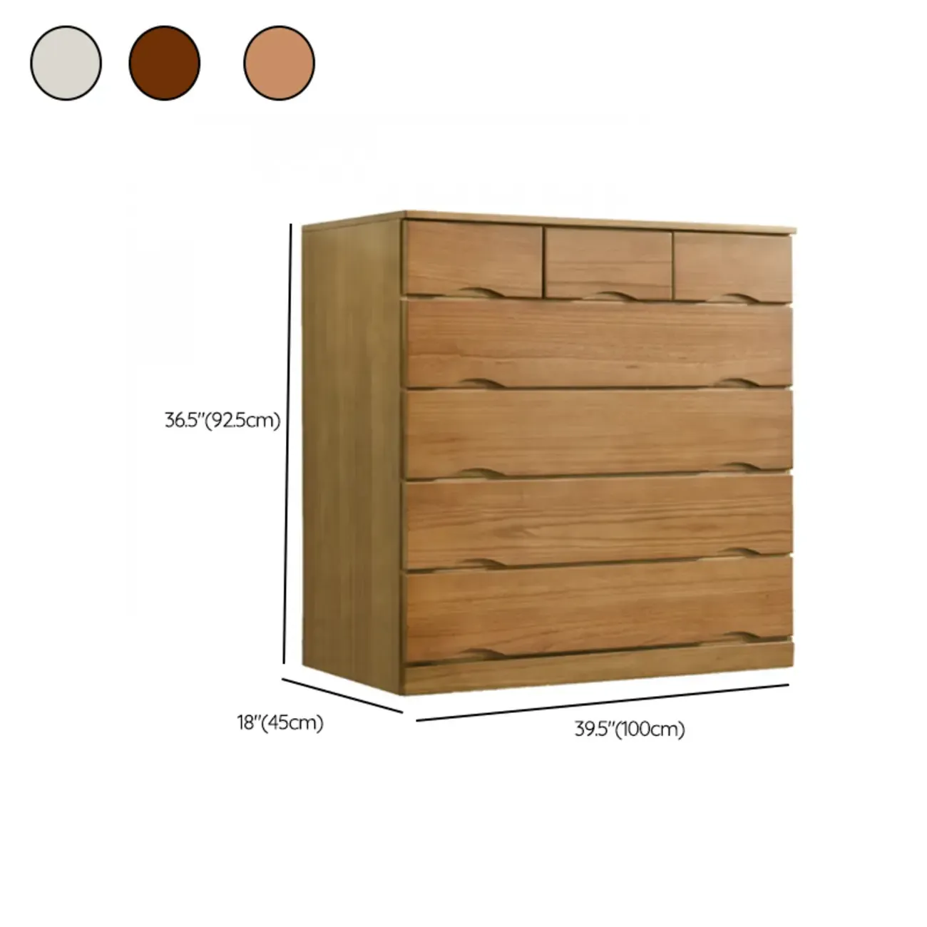 Natural Wood Double Dresser with Lockable Drawer
