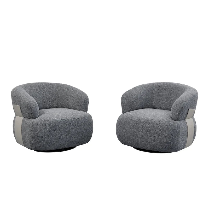 33W 360 Swivel Modern Barrel Chair Accent Chair Set of 2