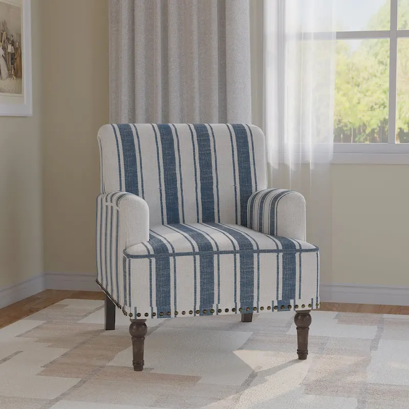 Traditional Upholstered Stripe Accent Chair Modern Armchair
