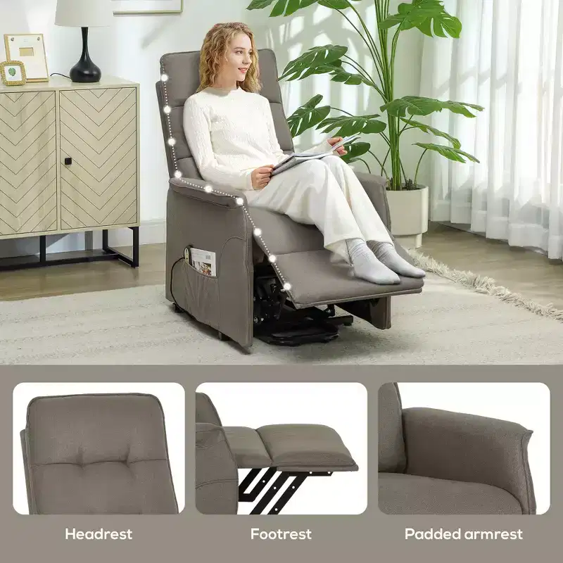 HOMCOM Power Lift Recliner Chair, Electric Reclining Chair with Remote, Side Pockets, Pocket Spring, Tufted Back, Quick Assembly