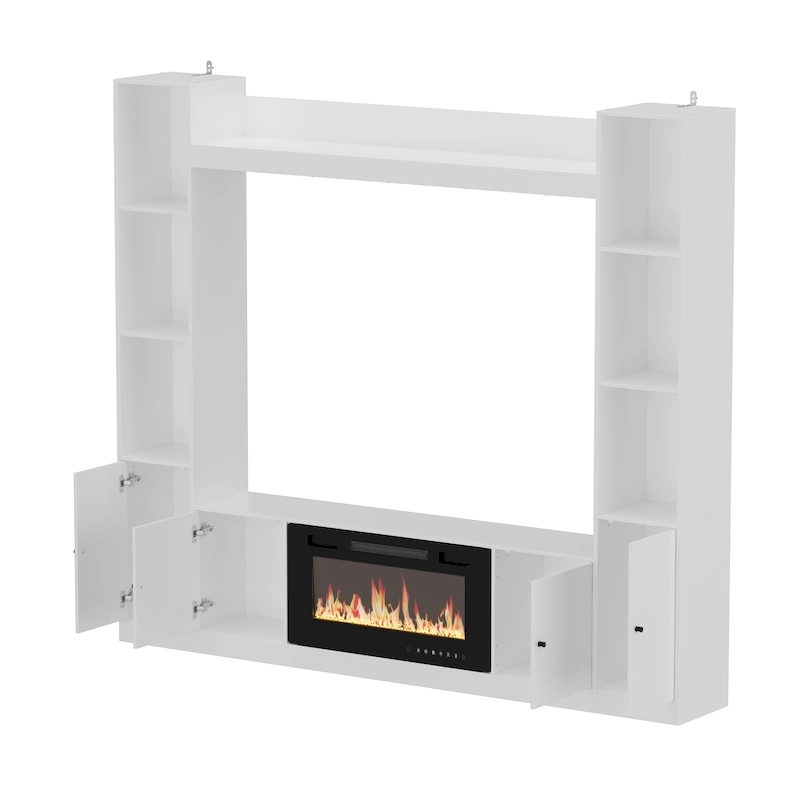 Entertainment Hub w/Fireplace Insert Compatibility Sleek Media Center