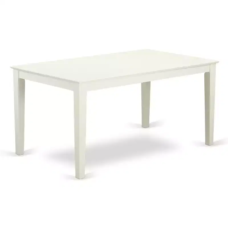 HomeStock 7-Piece Linen White Finish Solid Wood Top Dining Table with 6 Chairs