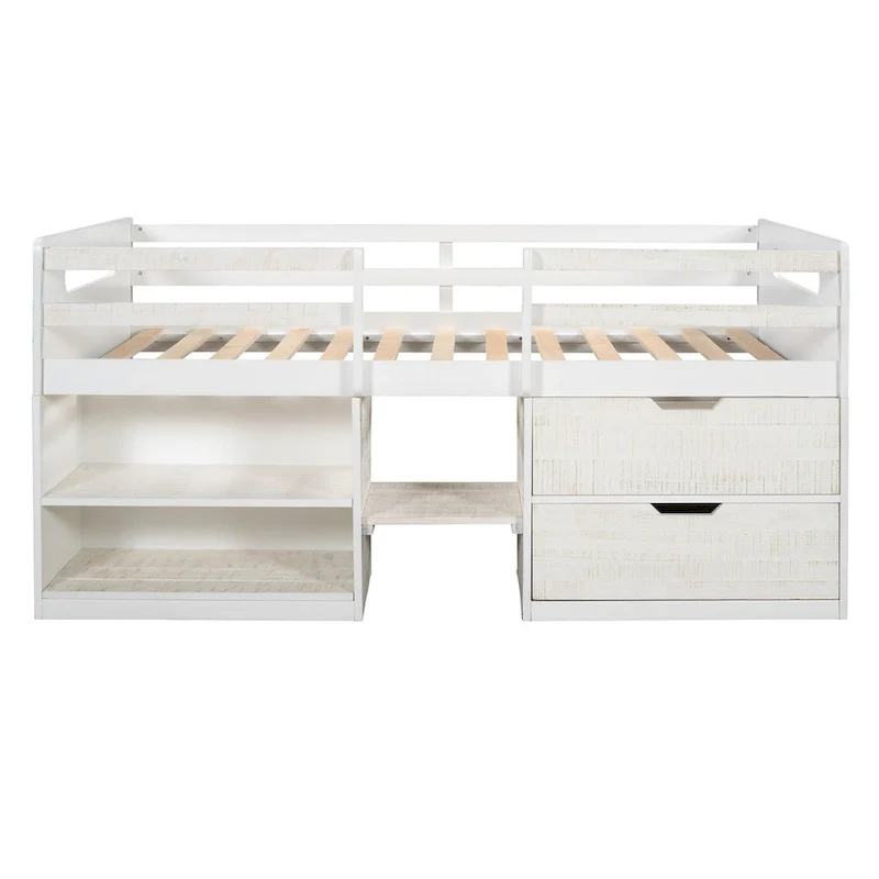 Merax Twin Loft Bed with Two Shelves and Two drawers