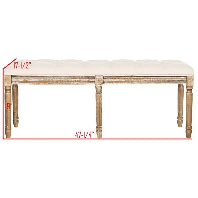 Lynnette French Brasserie Tufted Wood Bench - 47.3 x 17.5 x 19 - 47Wx18Dx19H