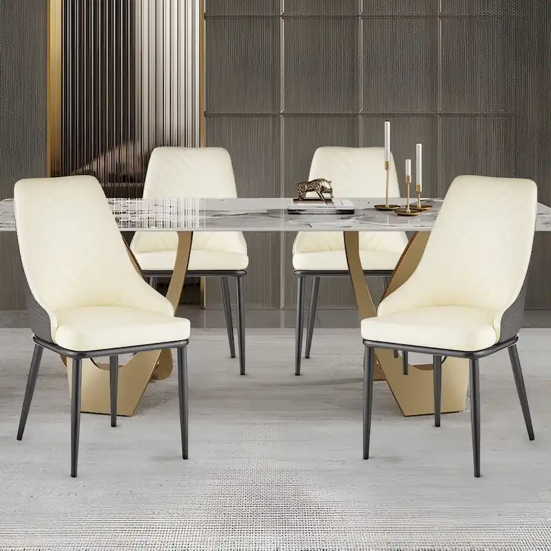 Faux Leather Upholstered Dining Chairs, Set of 4 - 18.1W x 21.3W x 36.6H