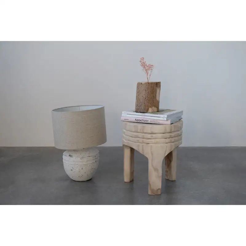 Paulownia Wood Carved Stool