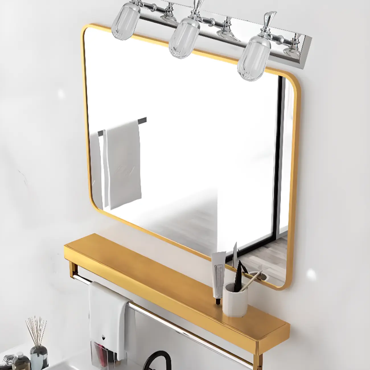 Modern Stainless Steel Bathroom Vanity Light Dimmable LED