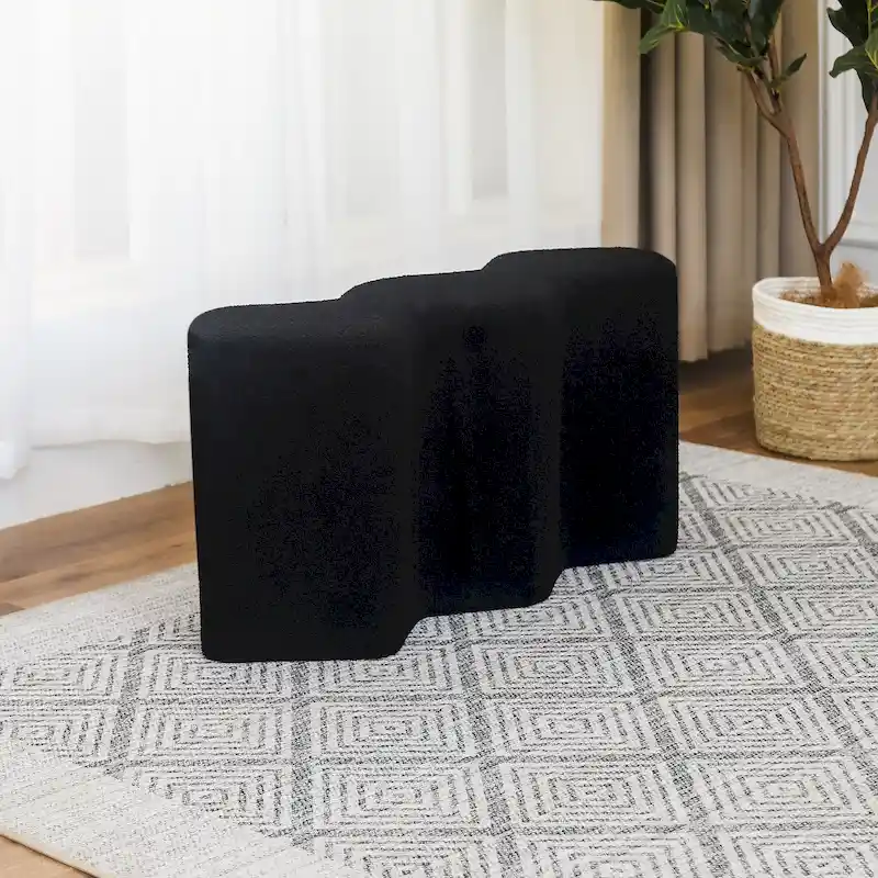 Adeco 35   Long Ottoman Bench Velvet Polygon Foot Stool