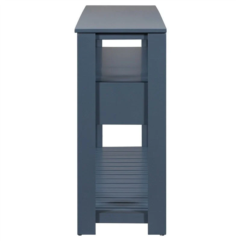 62-Inch Farmhouse Console Table with 4 Drawers, 2 Shelves, MDF Pine Wood for Entryway Living Room