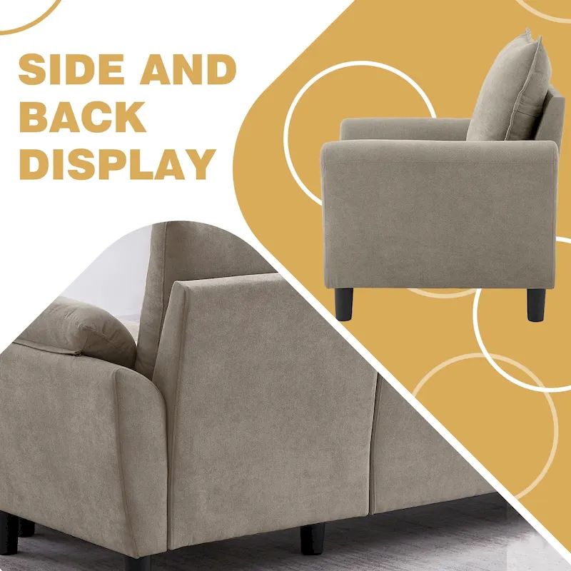 3-Piece Living Room Sectional Sofa Set with Chair and Ottoman