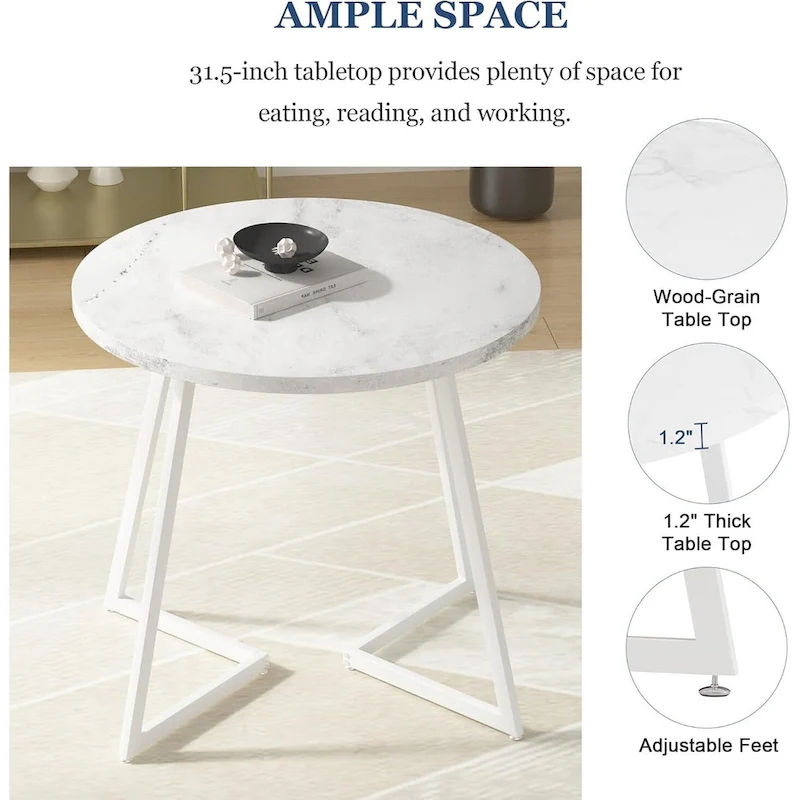 Javlergo 31.5 Round Dining Table Modern Leisure Table with Metal Leg