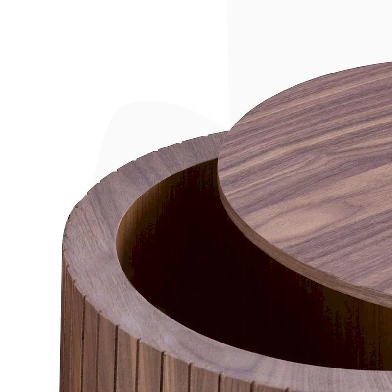 2-Piece Barrel Nested Coffee Table Set, Walnut/Black, Removable Top