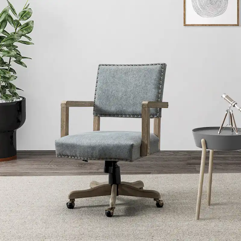 Mid-Back Swivel Height-Adjustable Task Chair with Nailhead Trim