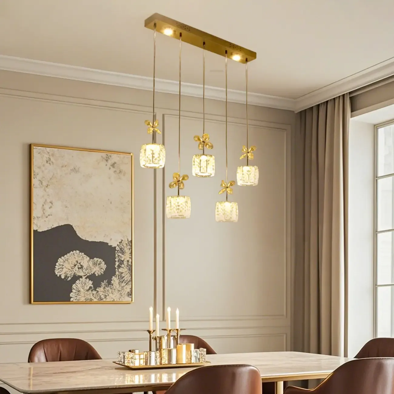 Elegant Modern Crystal Island Pendant Light for Kitchen