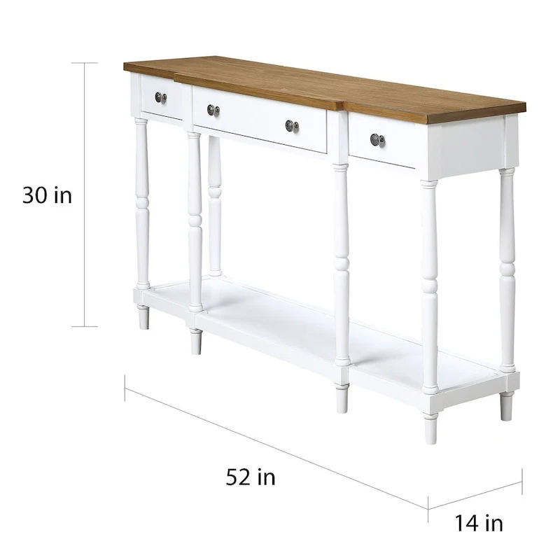 3 Drawer Console Table with Shelf