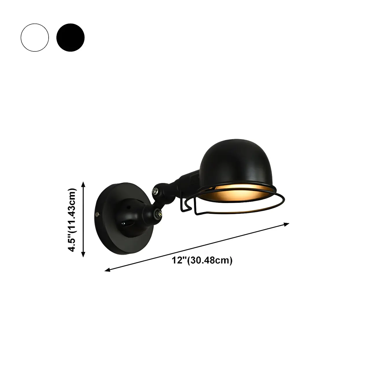 Industrial Metal Dome Adjustable Swing Arm Wall Light