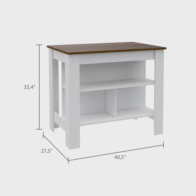 Kitchen Island with Four Legs, Three Shelves